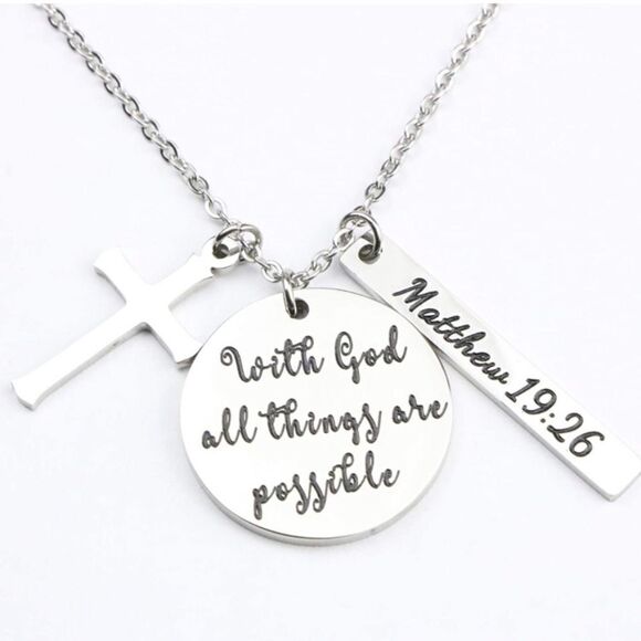 Cross Prayer Faith Bible Verse Religious Necklace - Picture 5 of 5
